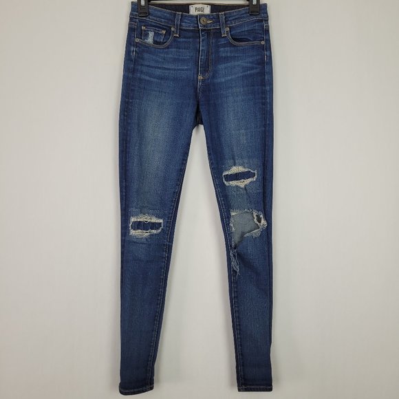 PAIGE Women's Hoxton Ultra Skinny Jeans - High Rise, Dark Wash, Transcend Fiber Technology